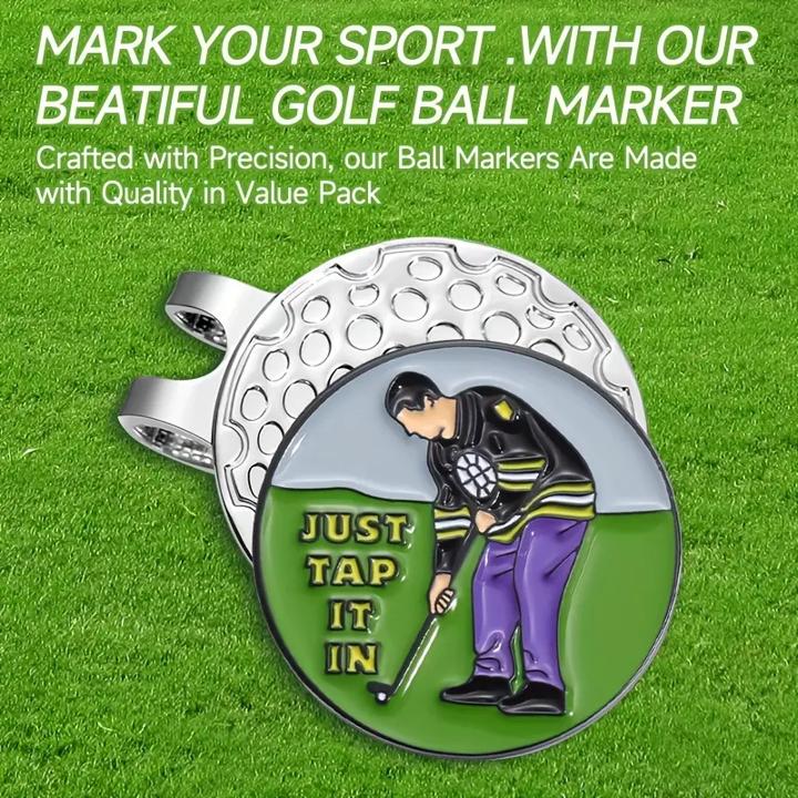 (Just Tap It In) Premium Golf Ball Marker with Magnetic Hat Clip - Durable and Strong Hold for Easy Access on the Course