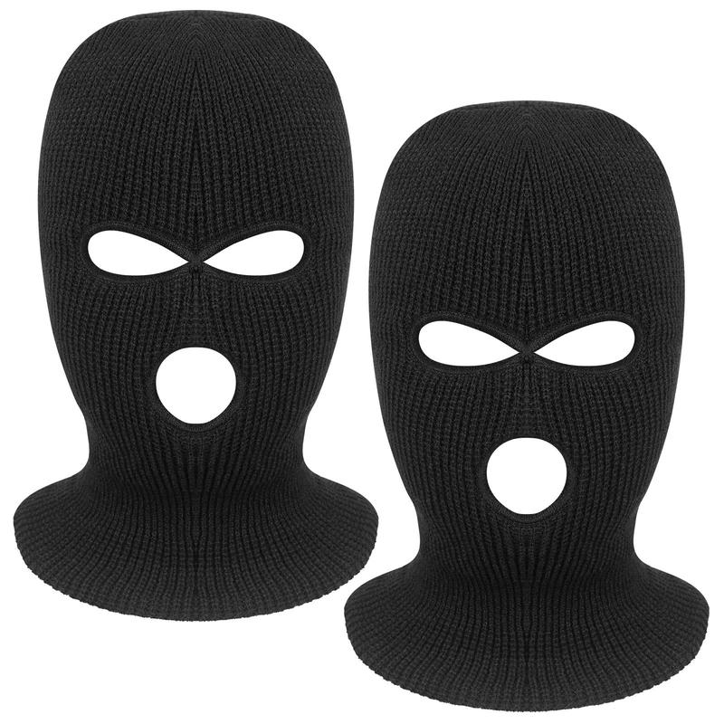 3 Hole Winter Knitted Mask, Outdoor Sports Full Face Cover Ski Mask Warm Knit Balaclava for Adult