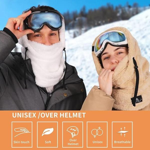 Balaclava Fleece Ski Mask for Men & Women - Winter Windproof Hooded Scarf and Neck Warmer for Cold Weather