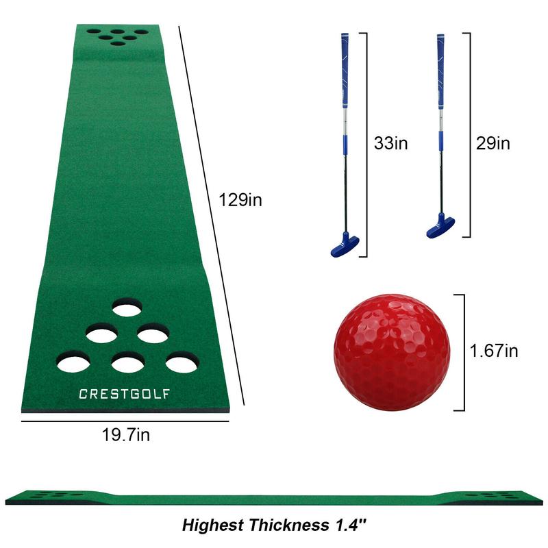 CRESTGOLF Golf pong game putting mat with 12 holes，Golf Games,Golf Training Aid for outdoor and indoor