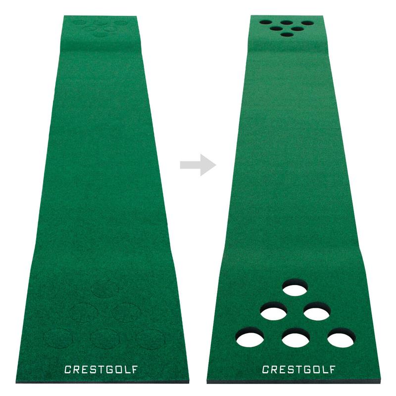 CRESTGOLF Golf pong game putting mat with 12 holes，Golf Games,Golf Training Aid for outdoor and indoor