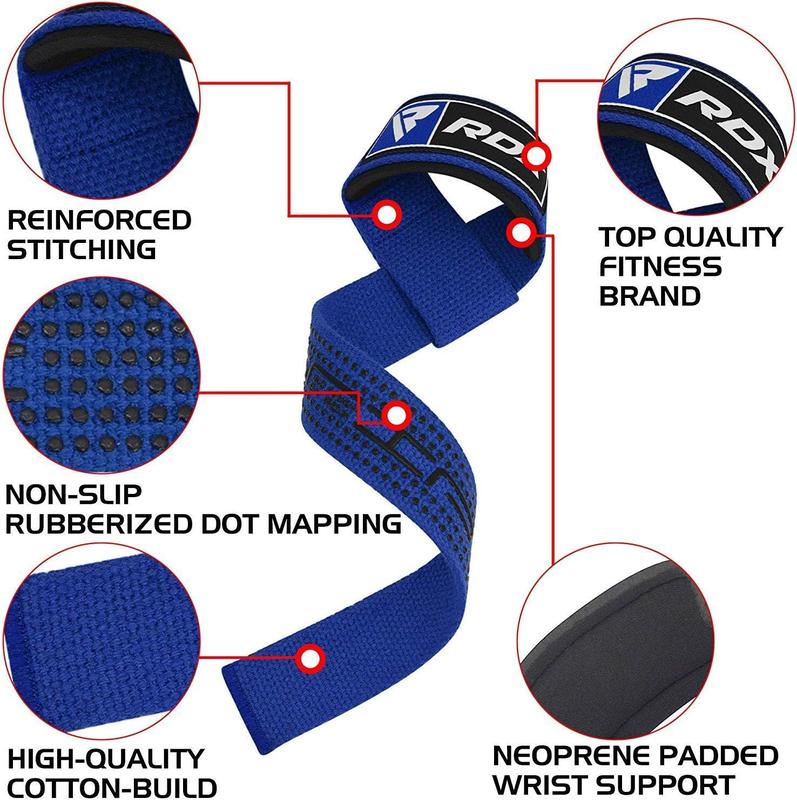 Weight Lifting Straps Deadlifting Powerlifting, 5MM Neoprene Wrist Support, Anti Slip 60CM Hand Bar Grip, Heavy Duty Bodybuilding Weightlifting Workout, Soft Cotton, Strength Training Gym Fitness