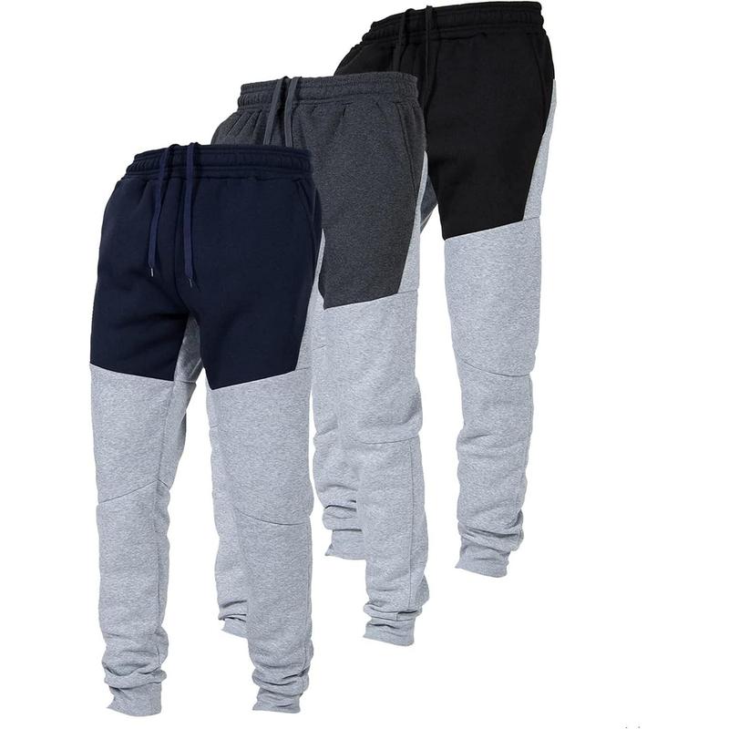 3 Pack Fleece Active Tech Joggers for Men, Mens Sweatpants with Zipper Pockets