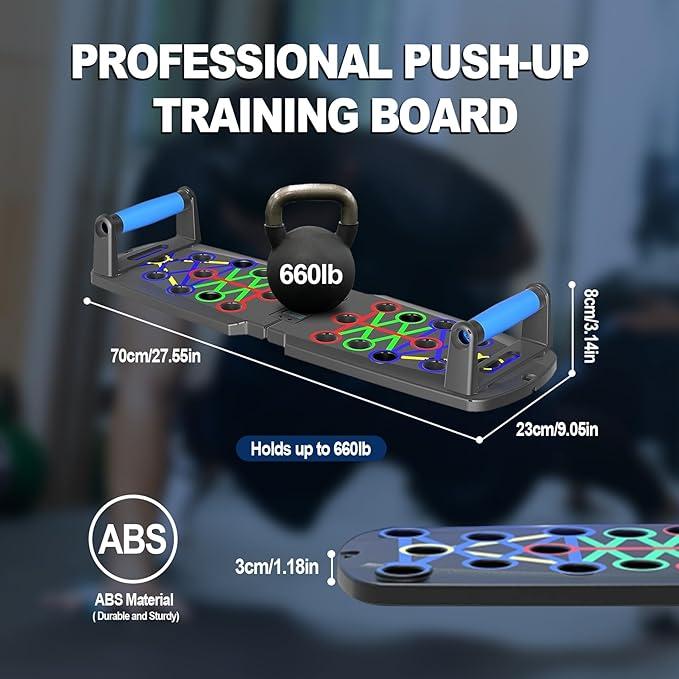 Foldable Push Up Board, Multifunctional Pushup Fitness Stand for Core Strength Training, Push Up Training Board with Body Sensor Counter, Stable Home Workout Equipment for Muscle Training push-up board Portable Foldable Multi-Functional Push-Up