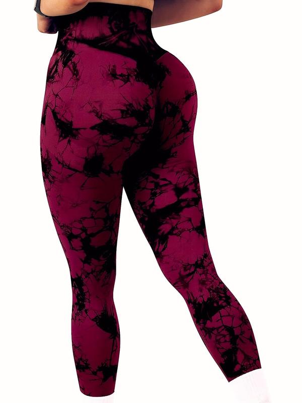 Women's Tie Dye Print High Waist Sports Tummy Control Leggings, Compression Pants, Sporty Skinny Pants, Compression Leggings, Ladies Sportswear for Yoga Gym Workout