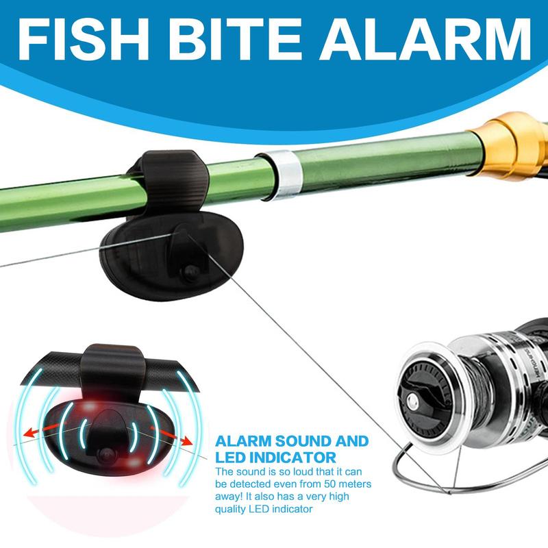 Fishing Bite Hook Alarm, Clip-on Fishing Rod Alarm with LED Light, Electronic Buzzer for Outdoor Fishing, Fishing Accessories