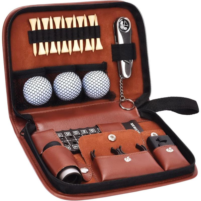 Golf Gifts for Men and Women, Golf Accessories Set with Hi-End Case, Golf Balls, Rangefinder, Golf Tees, Brush, Multifunctional Divot Knife, Scorer, Golf Ball Clamp