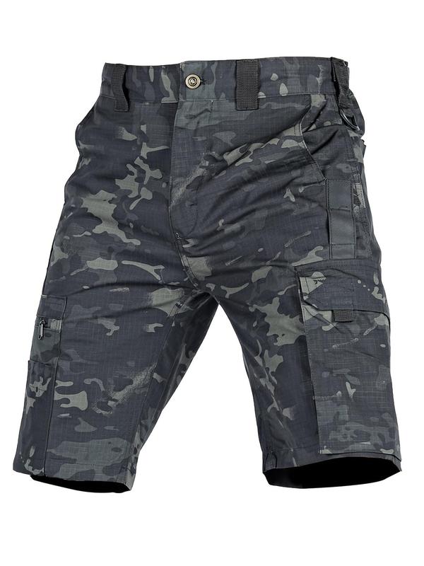 Men's Colorblock Multi-Pocket Sports Cargo Shorts, Regular Fit Casual Quick Drying Work Bottoms, Gym Shorts, Men's Sportswear for Outdoor Activities