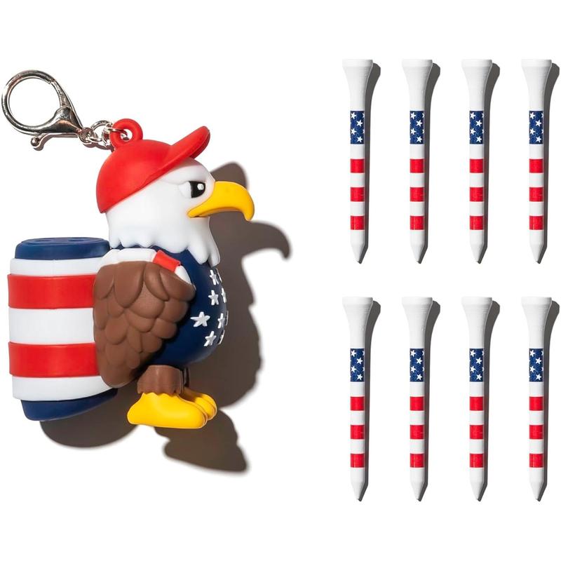 Eagle  Golf Tee Holder, Includes 8  Themed Golf Tees, Fun Golf Accessories for Men and Women, Stylish Golf Bag Accessory and Golf Gift