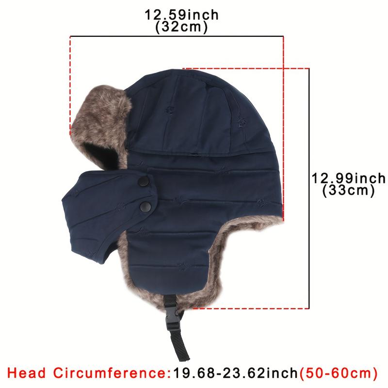 Winter with Earmuffs Mask Warm Wind-Proof Cap Ski Plush Lined Cap Cold Weather Hat Unisex