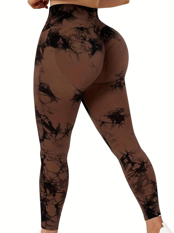 Women's Tie Dye Print High Waist Sports Tummy Control Leggings, Compression Pants, Sporty Skinny Pants, Compression Leggings, Ladies Sportswear for Yoga Gym Workout