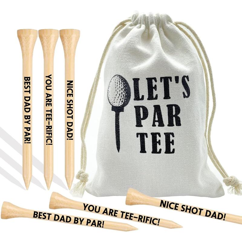 Gifts for Men, 36 Pack 3-1 4 inch Golf Tees with Bag, Durable Bamboo Golf Tees, Best Dad by Par, Fathers Day Christmas Birthday Gifts from Daughter Son, Stocking Stuffers Ideas Present for Men