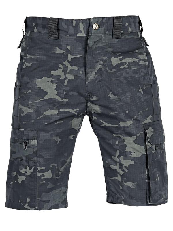 Men's Colorblock Multi-Pocket Sports Cargo Shorts, Regular Fit Casual Quick Drying Work Bottoms, Gym Shorts, Men's Sportswear for Outdoor Activities
