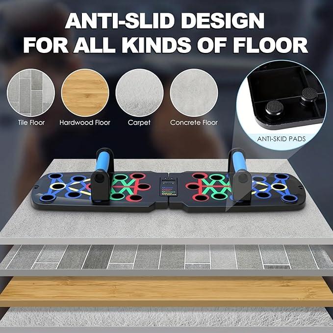 Foldable Push Up Board, Multifunctional Pushup Fitness Stand for Core Strength Training, Push Up Training Board with Body Sensor Counter, Stable Home Workout Equipment for Muscle Training push-up board Portable Foldable Multi-Functional Push-Up