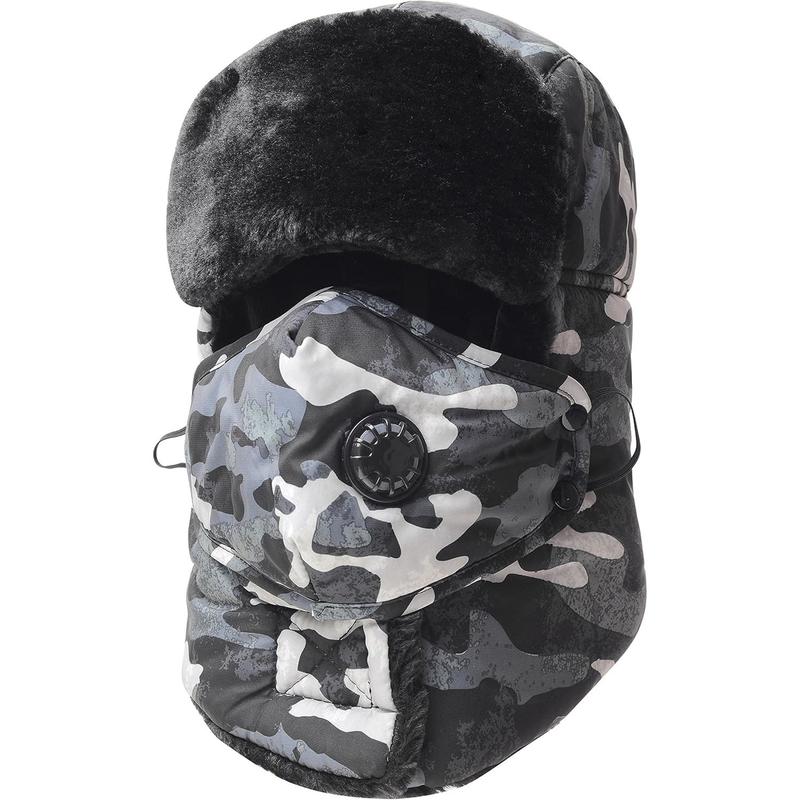 Trooper Trapper Hat,Winter Ski Hat with Winter Ear Flap and Ski Windproof Mask Windproof Thermal