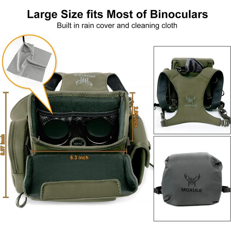 Binocular Harness Chest Pack: Bino Case with Rangefinder Pocket for Hunting Birdwatching and Hiking MOXULE