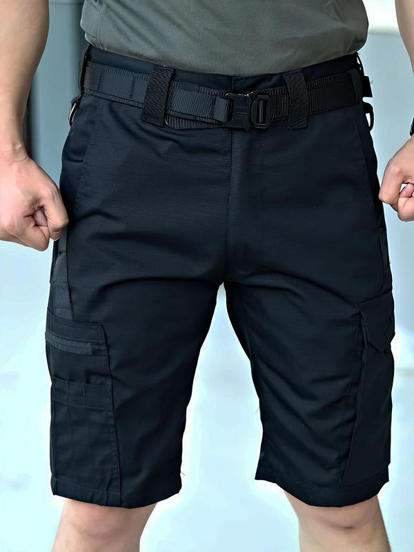 Men's Colorblock Multi-Pocket Sports Cargo Shorts, Regular Fit Casual Quick Drying Work Bottoms, Gym Shorts, Men's Sportswear for Outdoor Activities