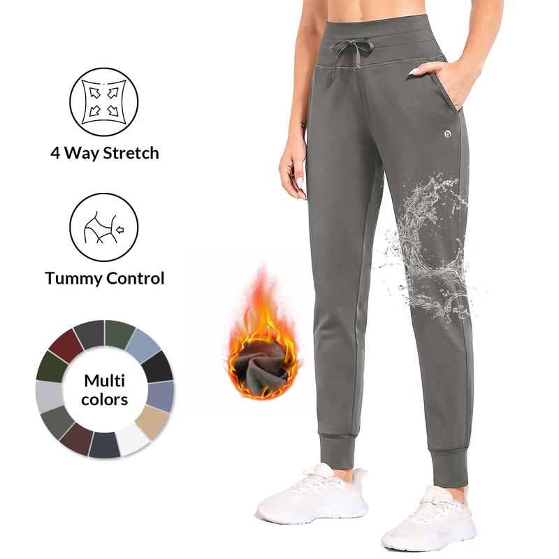 baleaf Women's Fleece Lined Pants Water Resistant Sweatpants High Waisted Thermal Joggers Winter Running Hiking Pockets