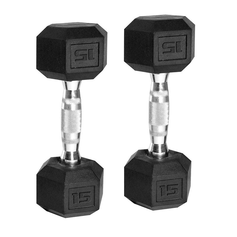 Hex Dumbbells Set Rubber Coated Hand Weights Exercise & Fitness for Home Gym Workouts Weight Strength Training, Set of 2, 8-15lb