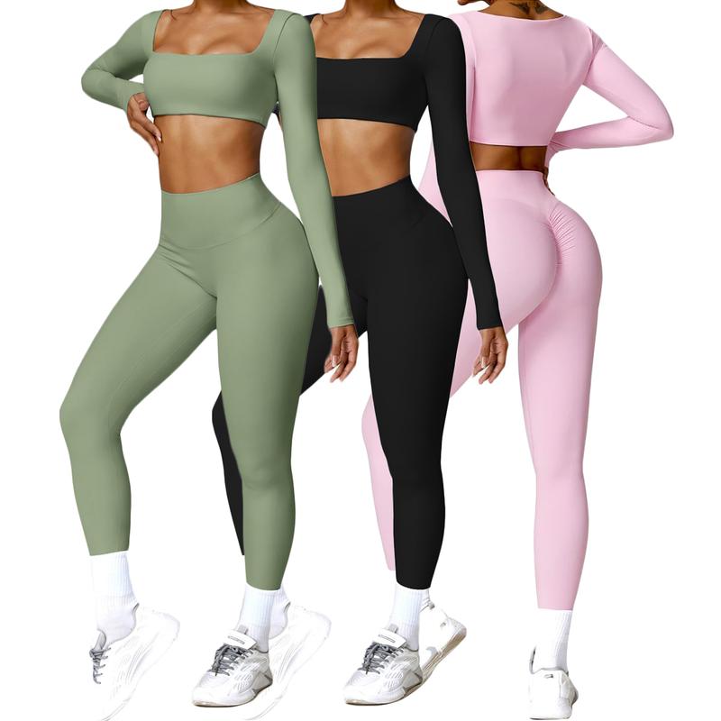 Women's 3 Pack Casual Jumpsuit Set - 2 Pieces Outfits Bodysuit with Pants Yoga Workout Jumpsuits,Tummy Control Athletic Rompers