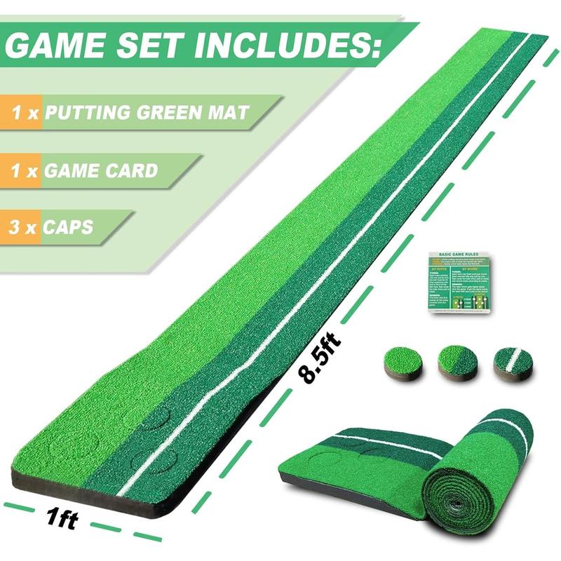 Golf Pong Putting , Indoor Putting Green Golf Putting  Set, Backyard Golf  - Includes Putting Mat with Putter and Ball-Collect System