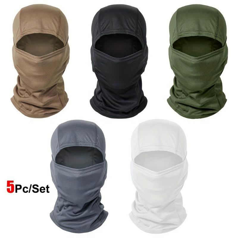  5pcs Set Tactical Camouflage Balaclava Hat For Outdoor Cycling, Motorcycle, And Tactical Helmet - Full Face Mask With Neck And Inner Cap