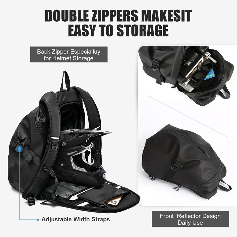 Men's Waterproof Motorcycle Backpack Belt Helmet Compartment-Durable Nylon Material, Sports Style Suitable for Travel and Outdoor Adventure