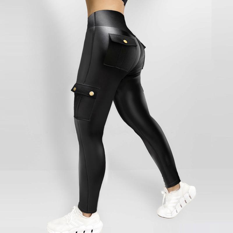 ChicMe Womens Butt Lifting Leggings with Flap Pockets High Waist Tummy Control Workout Cargo Leggings Yoga Pants