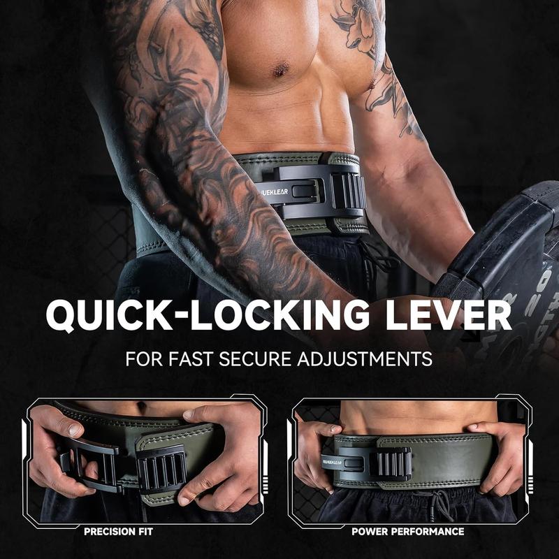 MANUEKLEAR Upgrade Lever Lifting Belt for Man and Women, 10mm Quick Locking Lever Belt Weightlifting with Adjustable Heavy Duty Buckle, Professional Weight Lifting Belt for Work Out Gym Training