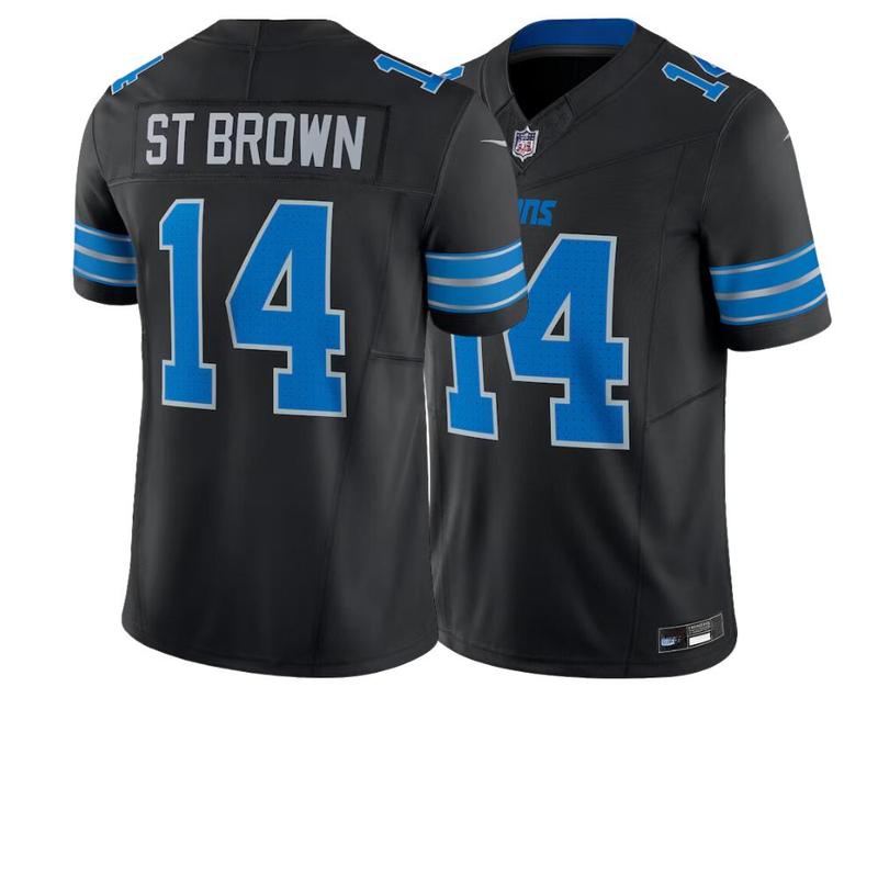 Men's S.T Brownn Black Detroitt Lionss Limited Jersey, Football fan gear, NFLL player jerseys