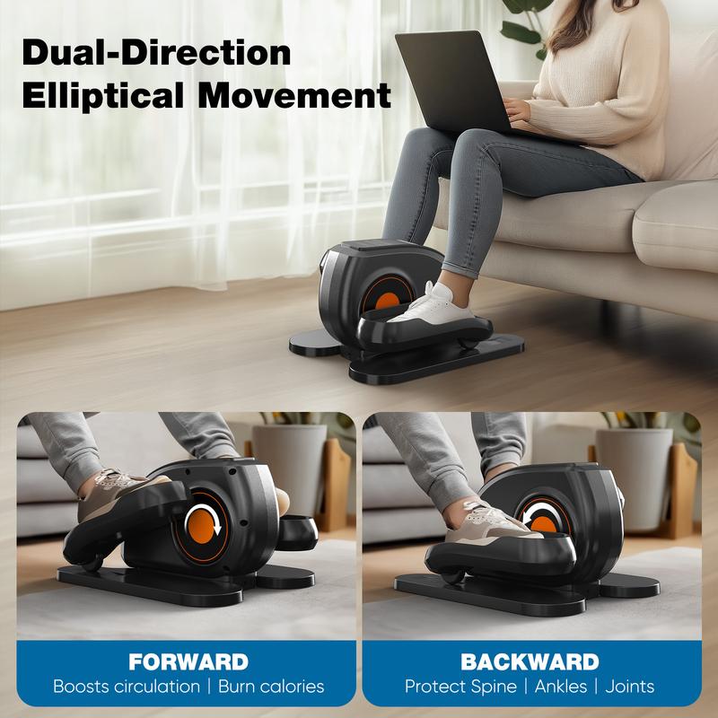 Under Desk Elliptical Machine, Ellipse Leg Exerciser for Seniors Fully Assembled, Quiet & Portable Electric Seated Pedal Exerciser with Remote Control & 12 Adjustable Speeds Under-Desk Elliptical Machine – Compact, Quiet & Portable Pedal Exerciser with Ad