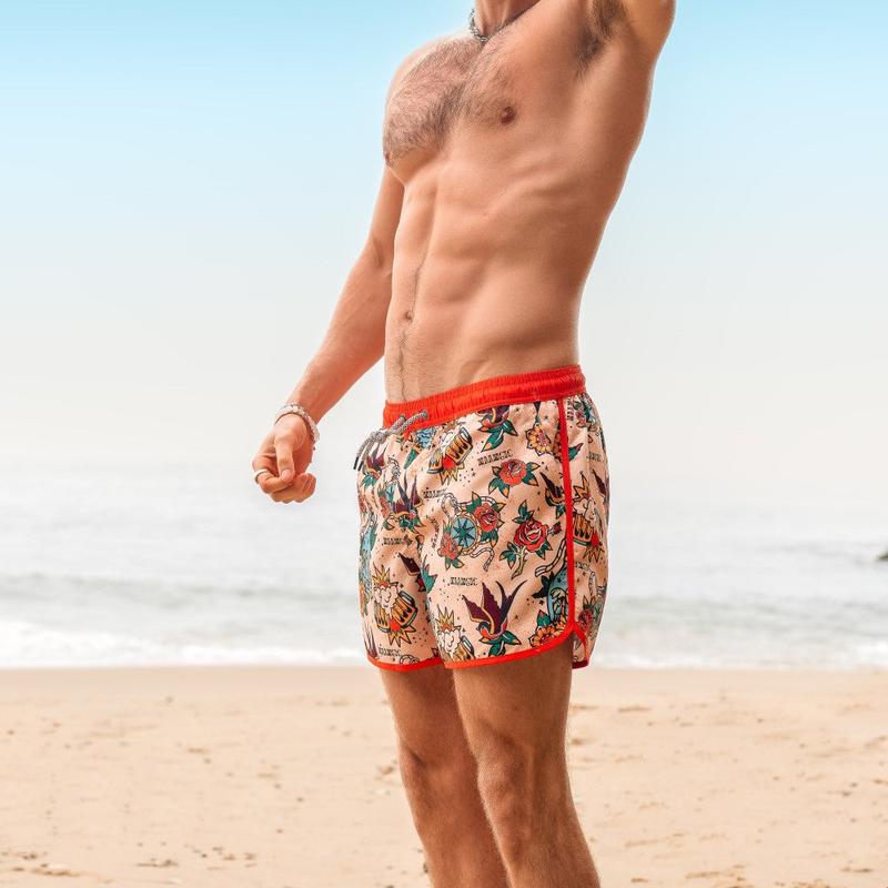 4.5 Inch Inseam Vintage Stretch Swallow Homing Swim Trunks