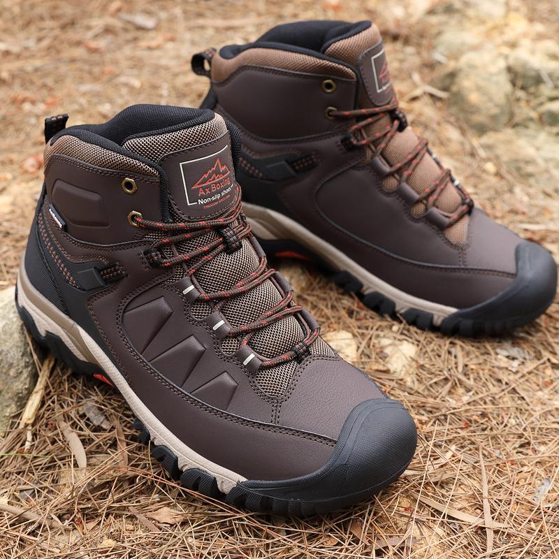 ARRIGO BELLO Casual Sports Shoes Warm Men's Winter Boots Snow Fur Edge Warm Short Boots Outdoor Non-slip Hiking Shoes Waterproof Shoes (Brown)