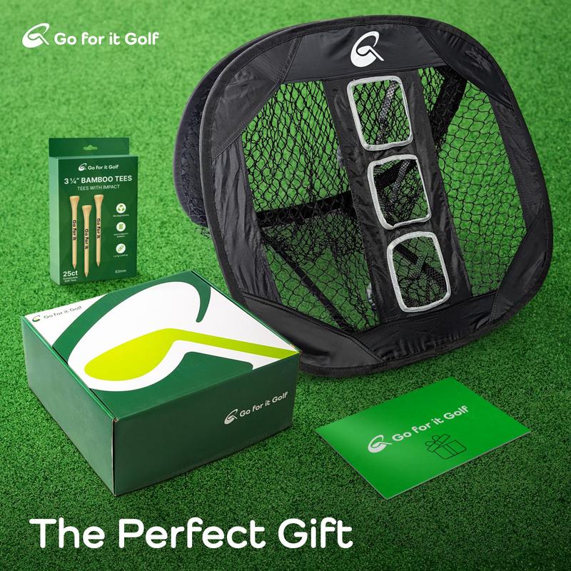 Go For it Golf Kit - Golf Training Accessories for Indoor, Outdoor, or Backyard Practice - includes a Collapsible, Pop Up Chipping Net and 25ct of 3.25