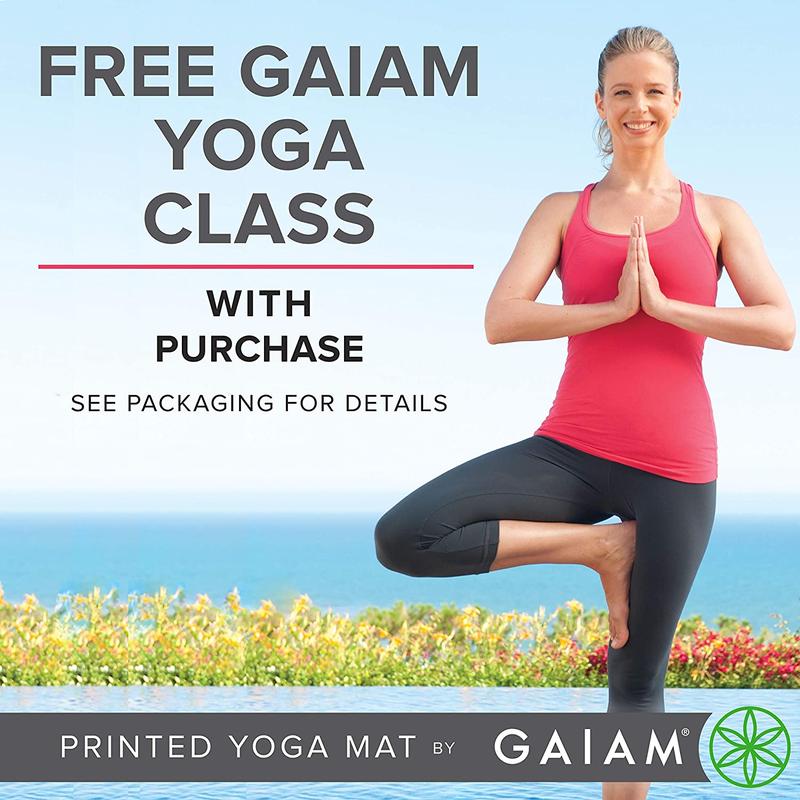 Gaiam Yoga Mat - Premium 6Mm Print Reversible Extra Thick Non Slip Exercise & Fitness Mat for All Types of Yoga, Pilates & Floor Workouts (68