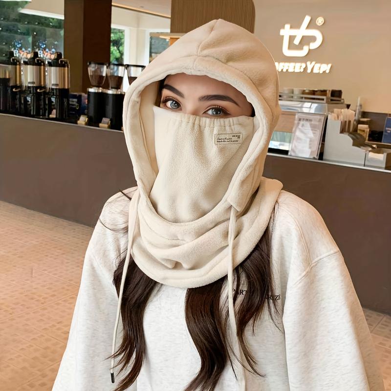 Winter Warm Hooded Scarf Hat Unisex Balaclava Solid Color Elastic Neck Gaiter Coldproof Ski Mask For Women Men Winter Outdoor