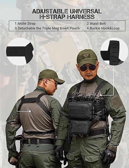 VOTAGOO Chest Rig-Sport Chest Rig，Molle Modular Micro Chest Rigs Adjustable