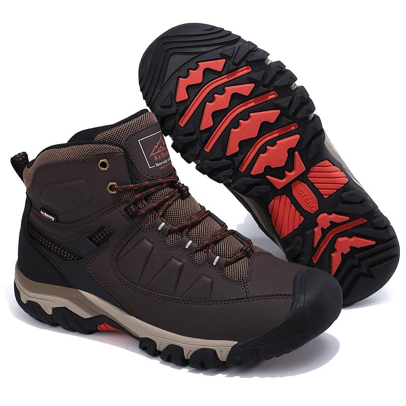 ARRIGO BELLO Casual Sports Shoes Warm Men's Winter Boots Snow Fur Edge Warm Short Boots Outdoor Non-slip Hiking Shoes Waterproof Shoes (Brown)