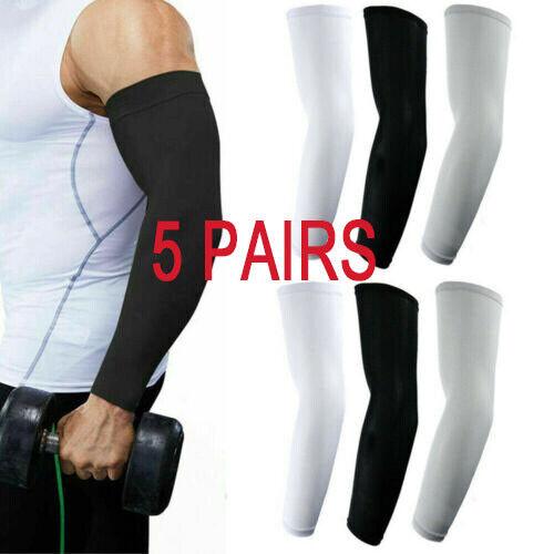 5 Pairs Cooling Arm Sleeves Cover UV Sun Protection Sports Outdoor For Men Women