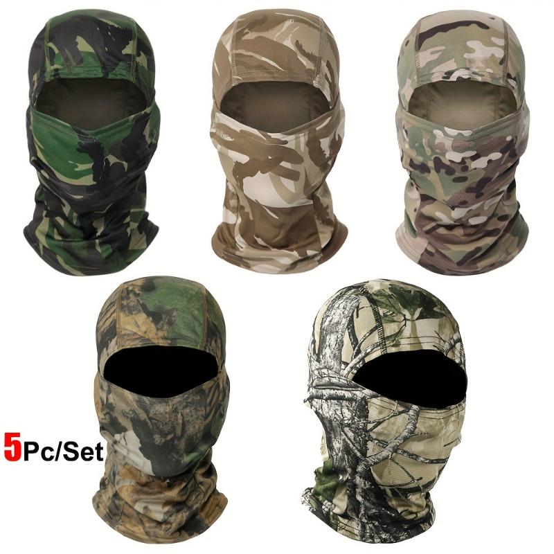  5pcs Set Tactical Camouflage Balaclava Hat For Outdoor Cycling, Motorcycle, And Tactical Helmet - Full Face Mask With Neck And Inner Cap