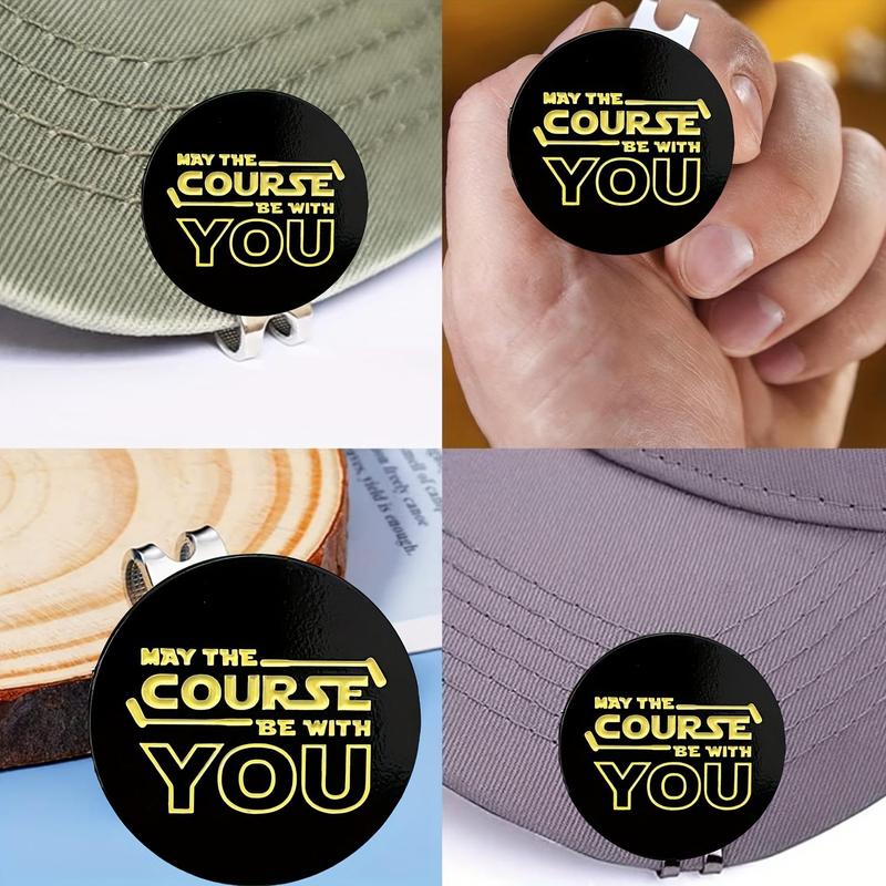 May The Course Be with You Golf Hat Clip, 1 Count Round Golf Hat Marker, Magnetic Golf Cap Marker Gift for Golf Lovers, Christmas Gift