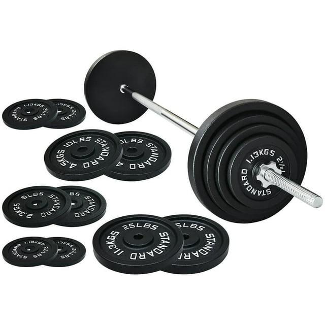 100-Pound Set comprising a Cast Iron Standard Weight along with a 5FT Standard Barbell equipped with Star Locks