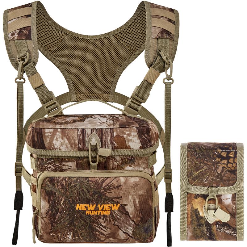 New View Binocular Harness Chest Pack with Detachable Rangefinder Pouch,Adjustable Bino Harness, Rain Cover included