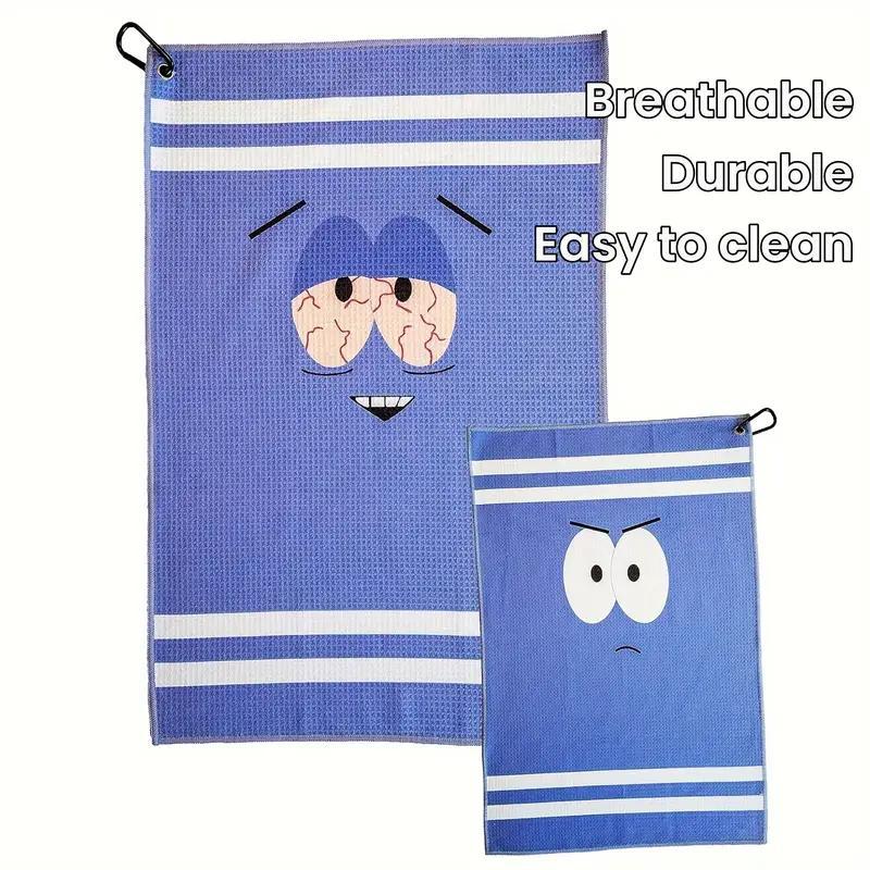 Cartoon Pattern Golf Towel with Clip, 1 Count Portable Breathable Absorbent Golf Towel, Golf Accessories for Men & Women