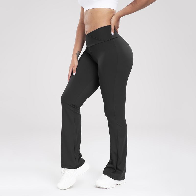 Women's Casual Fleece Lined Bootcut Yoga Pants, Cross Waist Flare Leggings For Women Sports Leggings high waisted athletic  outfit seamless gymwear