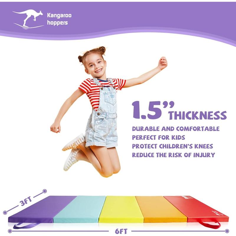 Tumbling Mats, Foldable Gym Mat, Gymnastics Mat with Carrying Handles for Home Activity Play, Multiple Style Choices