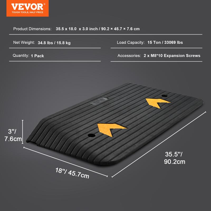 VEVOR Upgraded Rubber Threshold Ramp, 3