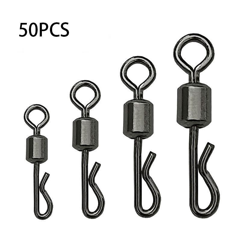 Fishing Swivel Snap, 50pcs set Quick Release Swivel, Professional Fishing Gear Accessories for Fishing Enthusiasts, Flyfishing, Solocamping, Picnicaesthetic,  Fishing Gear and Equipment