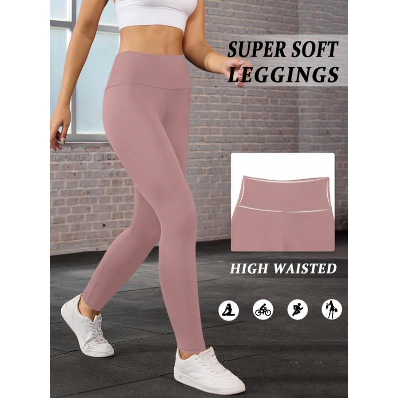 Super Soft Leggings For Women, High Waisted Tummy Control No See Through Workout Yoga Running Tights, Women's Activewear For Fall & Winter