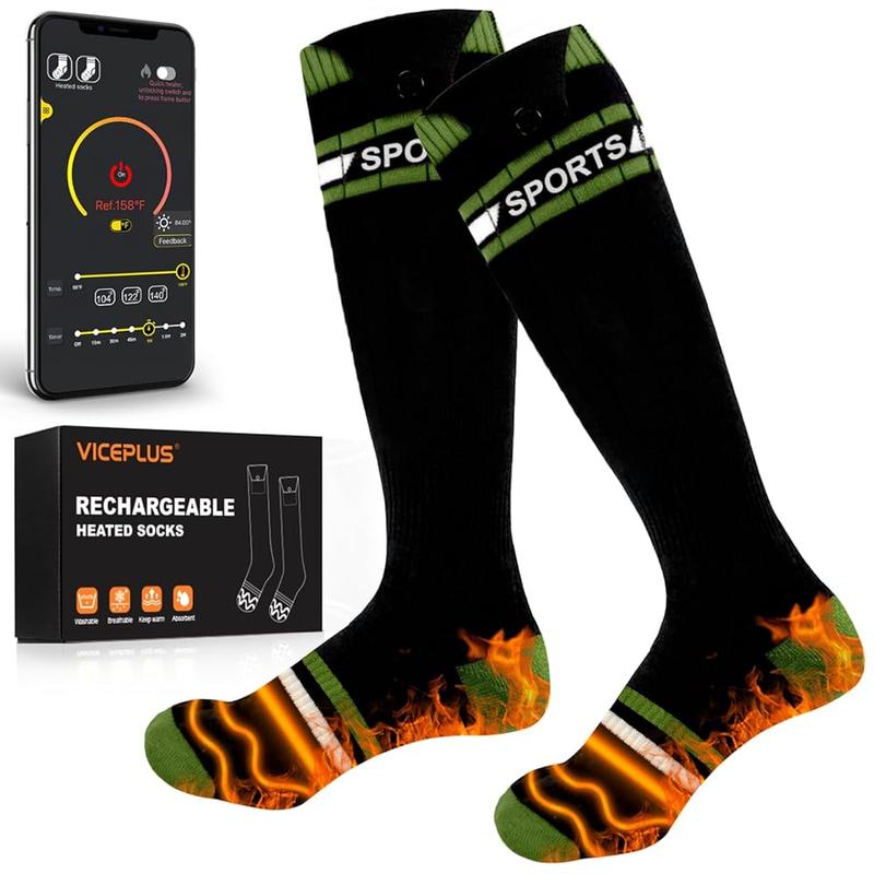 Heated Socks for Winter with 2x 6000mAh Rechargeable Battery, App Control, Adjustable Heat, Ideal for Skiing, Hiking, Hunting, and Outdoor Use